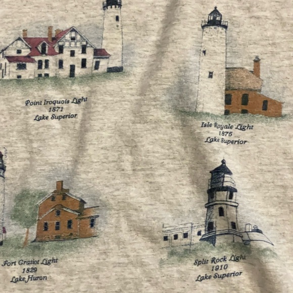 VINTAGE 90s | Light Houses All Over Printed. Great Lakes Lighthouses - Picture 6 of 13